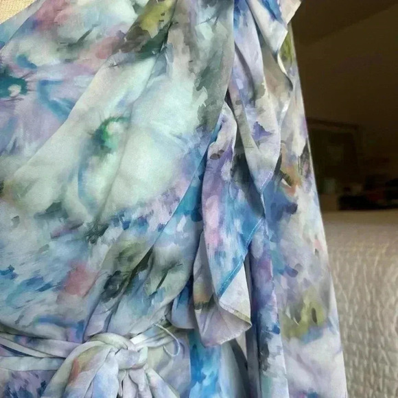 Alex Marie one shoulder long sleeve abstract floral dress petite 6 NWT - Picture 2 of 5